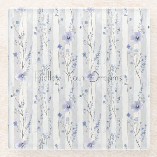 Dessous-de-verre En Verre Rayures Florales Lilas