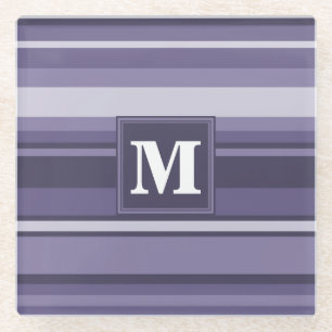 Dessous-de-verre En Verre Rayures violettes de cuir monogramme