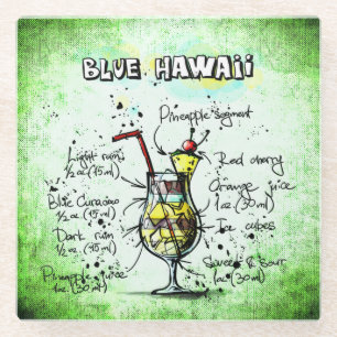 Dessous-de-verre En Verre Recette de boisson Blue Hawaii