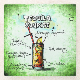 Dessous-de-verre En Verre Recette de boisson Tequila Sunrise
