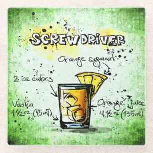 Dessous-de-verre En Verre Recette de boissons de tournevis