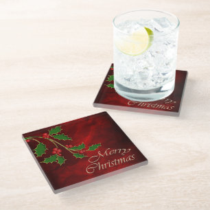 Dessous-de-verre En Verre Red Berry Holly Christmas
