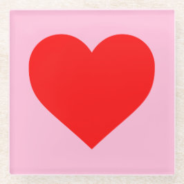 Dessous-de-verre En Verre Red Heart Beat Pastel Rose