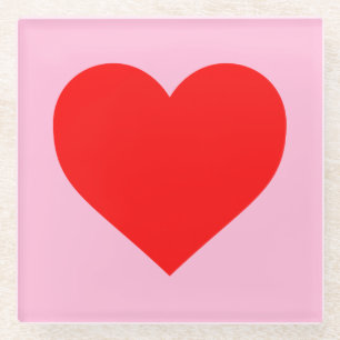 Dessous-de-verre En Verre Red Heart Beat Pastel Rose