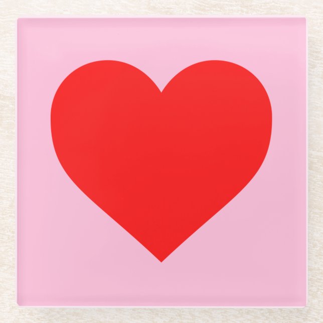 Dessous-de-verre En Verre Red Heart Beat Pastel Rose (Devant)