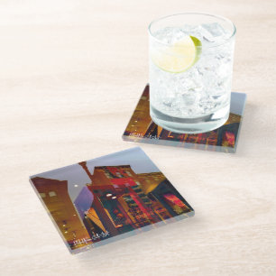 Dessous-de-verre En Verre Réflexions rouges dans les rues de Philadelphie