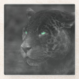 Dessous-de-verre En Verre Regard d'émeraude de Jaguars noirs