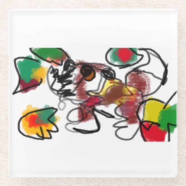 Dessous-de-verre En Verre Renard en automne (Devant)