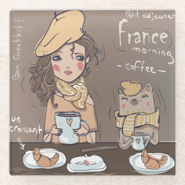 Dessous-de-verre En Verre Repas français (Devant)