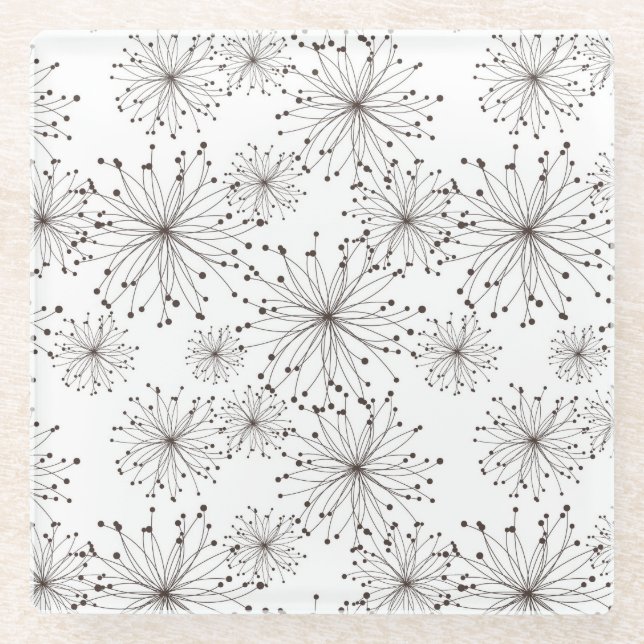 Dessous-de-verre En Verre Rétro arrière - plan floral (Devant)