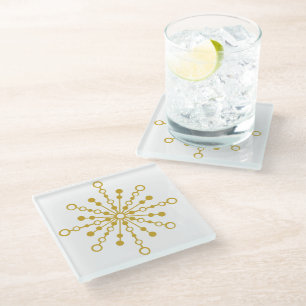 Dessous-de-verre En Verre Retro Atomic Design Mid-Century Couleur Or Personn