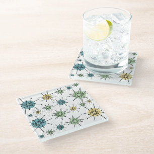 Dessous-de-verre En Verre Rétro hippie Starburst atomique géométrique