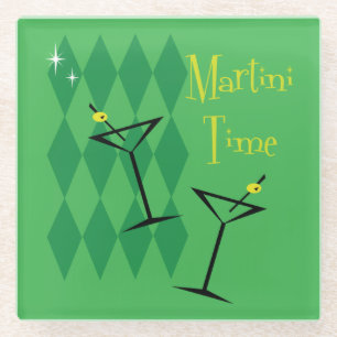 Dessous-de-verre En Verre Retro Martini