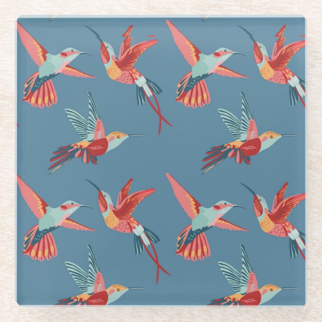 Dessous-de-verre En Verre Rétro motif 2 de colibri (Devant)