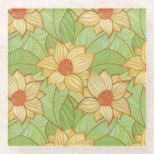 Dessous-de-verre En Verre Rétro motif de magnolia