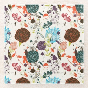 Dessous-de-verre En Verre Rétro motif floral 2 2