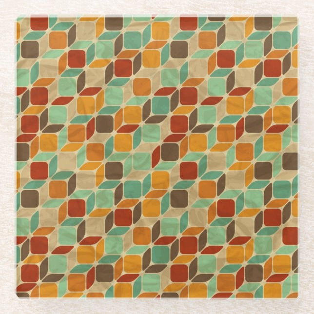 Dessous-de-verre En Verre Rétro motif géométrique 4 (Devant)