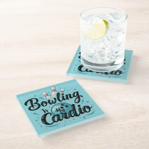 Dessous-de-verre En Verre Retro Neon "Bowling Is My Cardio" Funny Bowling