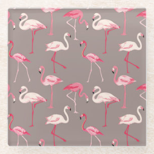 Dessous-de-verre En Verre Rétros Flamants roses 2