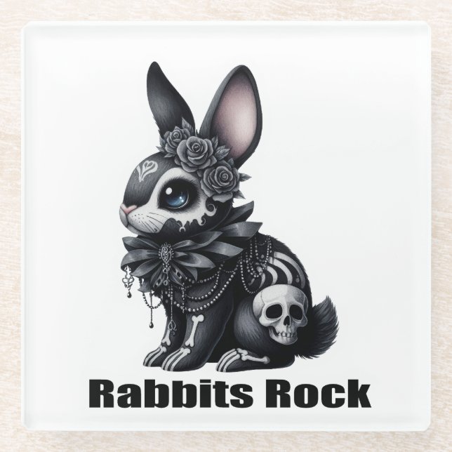 Dessous-de-verre En Verre Rock lapin (Devant)