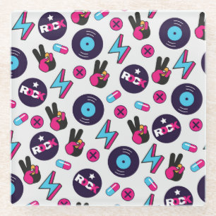 Dessous-de-verre En Verre Rockin' Hippie : Vinyl Vintage Motif
