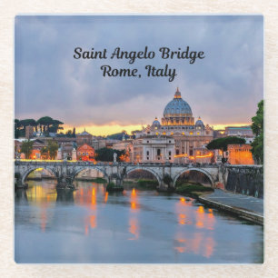 Dessous-de-verre En Verre Rome, Italie - Pont Saint-Angelo,