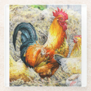 Dessous-de-verre En Verre Rooster Fière