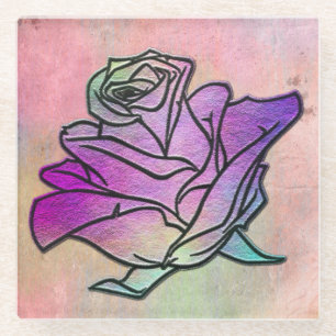 Dessous-de-verre En Verre Rose en Verre Coloré