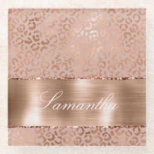 Dessous-de-verre En Verre Rose Gold Glam Leopard