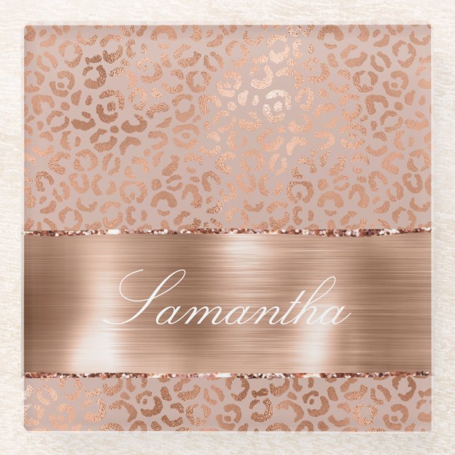 Dessous-de-verre En Verre Rose Gold Glam Leopard (Devant)