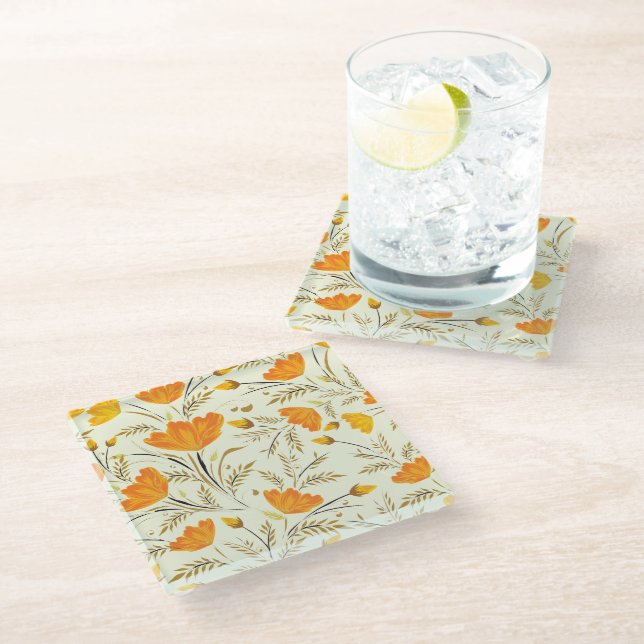 Dessous-de-verre En Verre Rose jaune (Incliné)