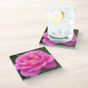 Dessous-de-verre En Verre Rose romantique 'Léonard de Vinci'