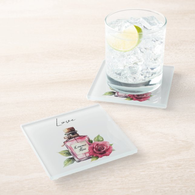 Dessous-de-verre En Verre Rose rouge (Incliné)