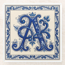 Rosemaling Monogram Bleu de Prusse