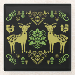 Dessous-de-verre En Verre Rosemaling Norwegian Folk Art
