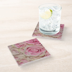 Dessous-de-verre En Verre Roses roses crème rose romantique