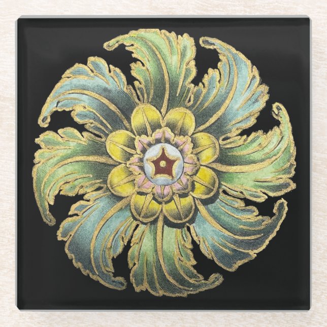 Dessous-de-verre En Verre Rosette architecturale antique n° 1 (Devant)