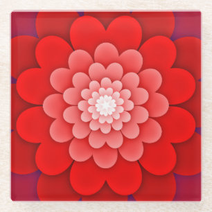 Dessous-de-verre En Verre Rouge Floral Mandala-58566