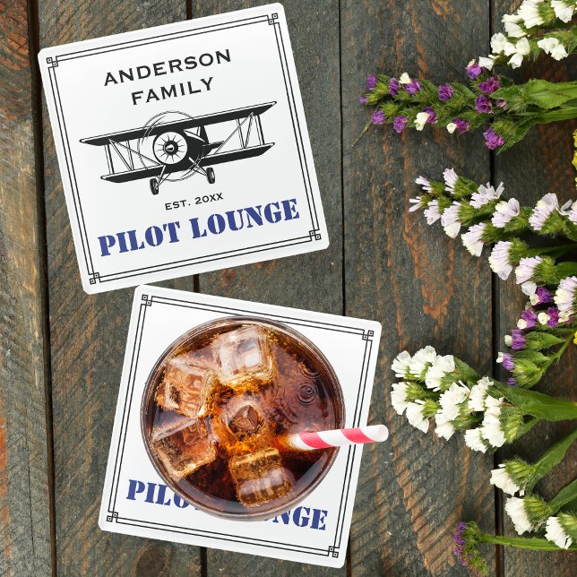 Dessous-de-verre En Verre Salon Pilote Avion Famille Aviation Personnalisé (Créateur téléchargé)