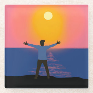 Dessous-de-verre En Verre Salutation au soleil