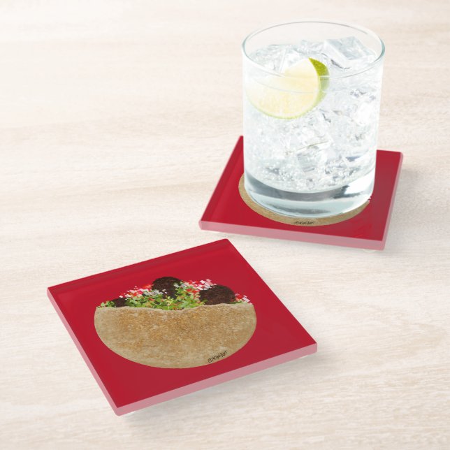 Dessous-de-verre En Verre Sandwich KiniArt Falafel (Incliné)