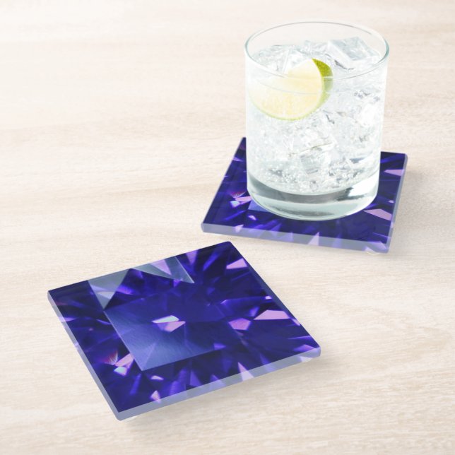 Dessous-de-verre En Verre Saphir bleu 2 (Incliné)