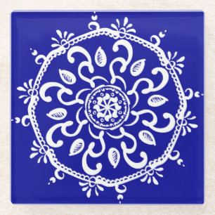 Dessous-de-verre En Verre Sapphire Mandala