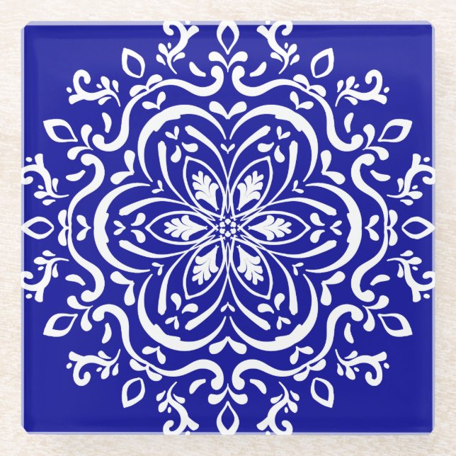 Dessous-de-verre En Verre Sapphire Mandala (Devant)