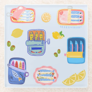 Dessous-de-verre En Verre Sardines et citrons