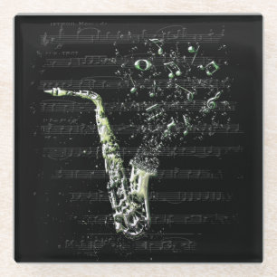 Dessous-de-verre En Verre Saxophone argenté