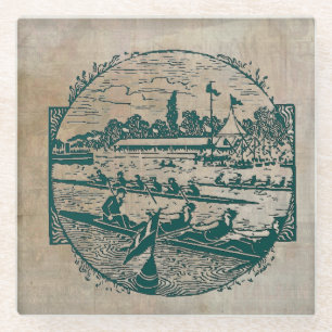 Dessous-de-verre En Verre Scène vintage d'aviron