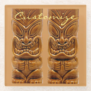 Dessous-de-verre En Verre Sculpture Gold Tiki Thunder_Cove