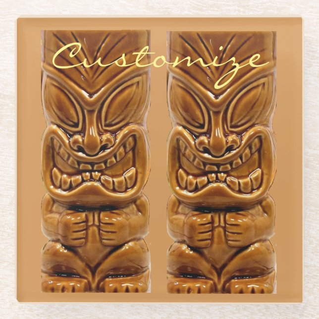 Dessous-de-verre En Verre Sculpture Gold Tiki Thunder_Cove (Devant)