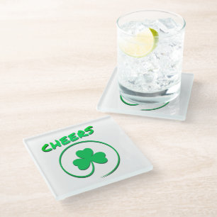 Dessous-de-verre En Verre Shamrock de Clover Jour de la Saint Patrick vert i